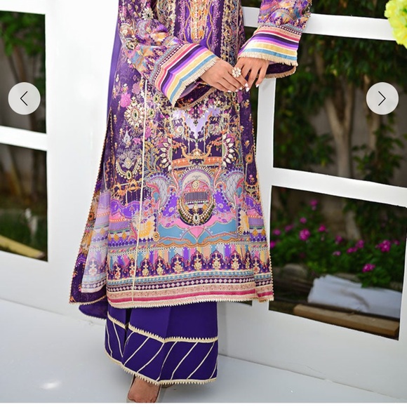 Ansab Jahangir Eid and party wear . Elegant Purple Printed Kurta - Picture 4 of 5